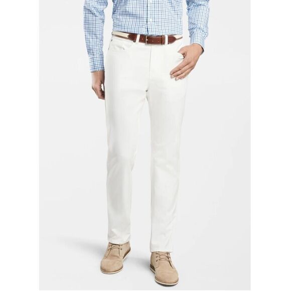 Peter Millar Soft Touch Twill Five Pocket Trouser Pants Mens Size 38 White $170 - Picture 1 of 10
